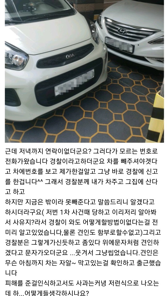 제차막고 잠수탄놈이 똑같이 해줬더니 저를 경찰에 신고했네요 | 인스티즈
