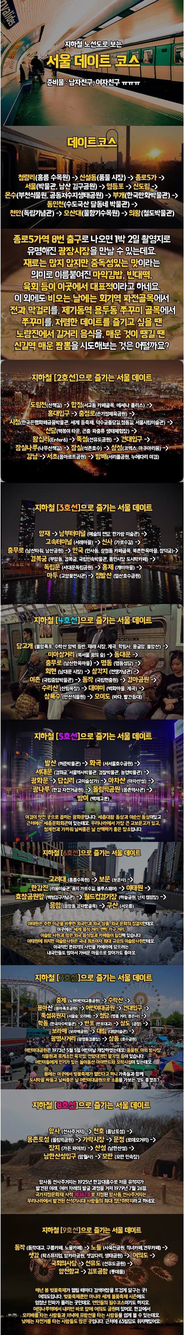 지하철 노선도로 보는 서울 데이트 코스 | 인스티즈